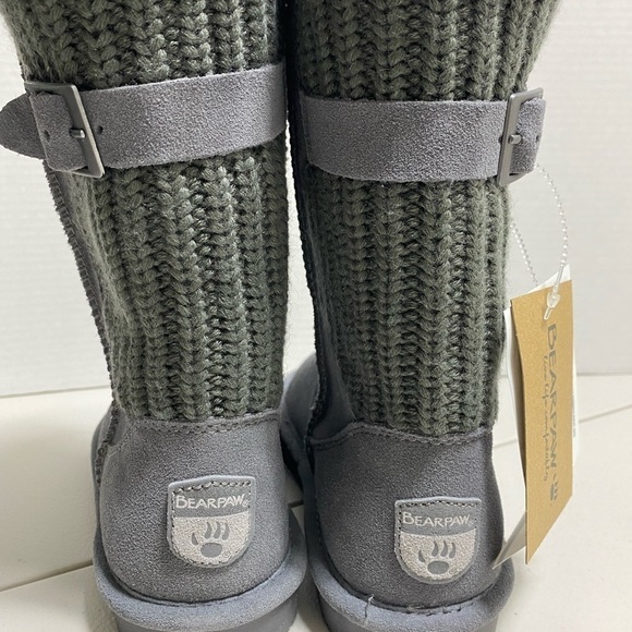 BNWT Bear Paw Suede Sherpa Knit Back with Buckle Detail Sz 7 - Picture 3 of 6